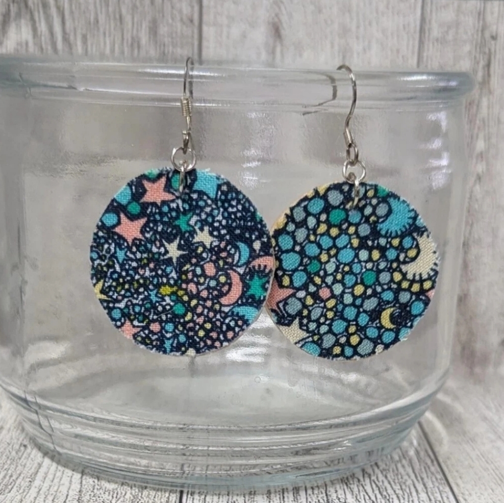 Earrings Galaxy Theme-Wood Dangle